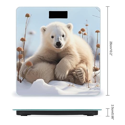 Cute Polar Bear Animals Bathroom Scale Rounded Smart Scale for Body Weight Automatic Power On/Off Weight Scales Accurate Bathroom Digital Scales for Pet Home Bedroom Kitchen