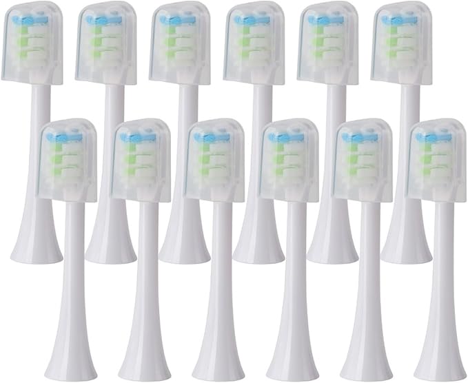 Compatible for SOOCASX3U/X3Pro/X5/V1/D2/D312pcs Replacement Brushs Electric Toothbrush(SHUSHI-WH-12PCS)