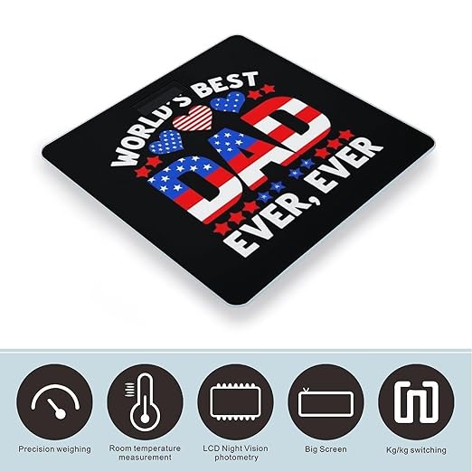 Men's Fashion Automatic Switch Digital Bathroom Weighing Scale Smart Scale USA American Flag Worlds Best Dad Ever