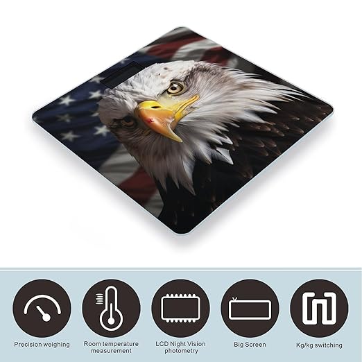 Digital Bathroom Scale for Body Weight Scale with Bright LCD Display High Accuracy Step-On Technology Auto On/Off America Flag and Eagle Digital Scales 400 Lbs /180kg