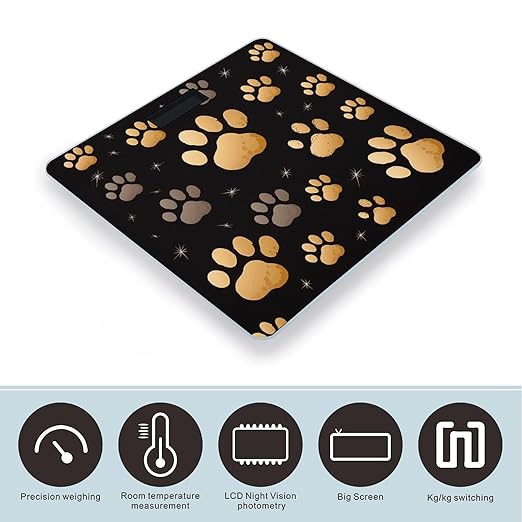 Dog Paw Print Scale for Body Weight Digital Bathroom Scale Toughened Glass High Precision Scales for Body Weight with Large LCD Backlight Display Weight Scales