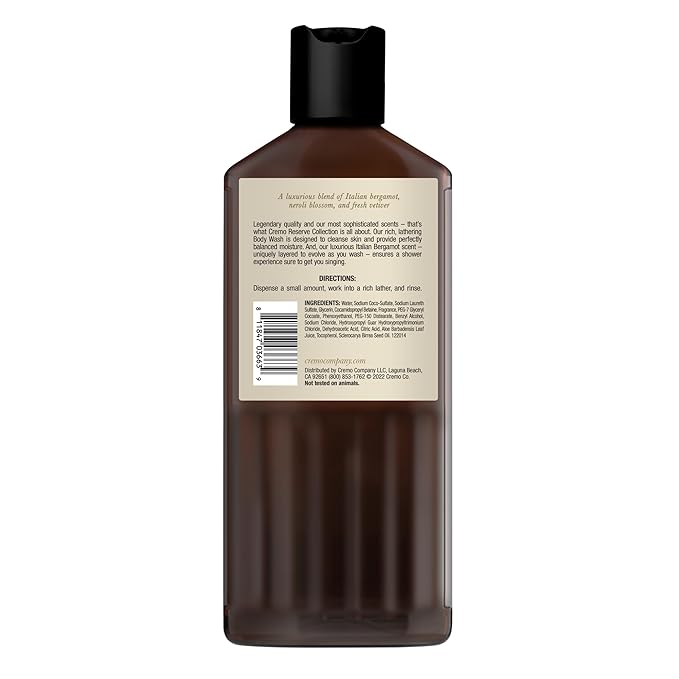 Cremo Premium Barber Grade Hair Styling Thickening Paste High Hold Low Shine 4 Oz &amp Rich-Lathering Italian Bergamot Body Wash for Men Notes of Italian Bergamot Neroli Blossom