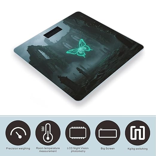 Skeleton Butterfly Weight Scale Large Digital Bathroom Scales with Bright LED Display Non Slip Digital Scale and Step On Fashion Weighing Machine for Body