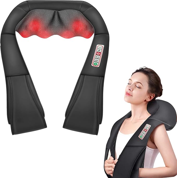 Shiatsu Neck and Shoulder Massager with Heat Back Massager-Electric Deep Tissue 3D Kneading Massage for Shoulder LegBody Muscle Pain ReliefHomeOfficeCar Best Gifts for Women Men Mom Dad