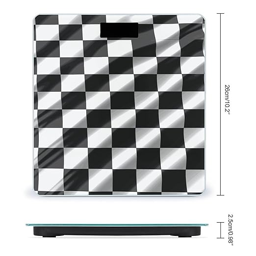 Black White Race Checkered Flag Bathroom ScaleHighly Accurate Digital Weighing Machine for People Bright LED Display Weight Scale for The Aldult Home Use
