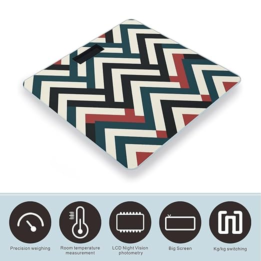 Zigzag Stripe Smart Scale for Body Weight Accurate Bathroom Scale with LED Display Digital Weight Scales Weighing Machine High Precision Scales for Bath Home