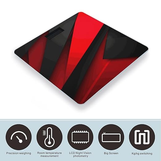 Red Black Weight Scale Digital Electronic Scales Bathroom Scale Larg LCD Backlight Display High Precisio MeasurementsTempered Glass