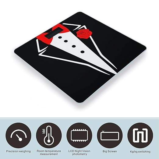 Women's Fashion Automatic Switch Digital Bathroom Weighing Scale Smart Scale Tuxedo Red Rose Black