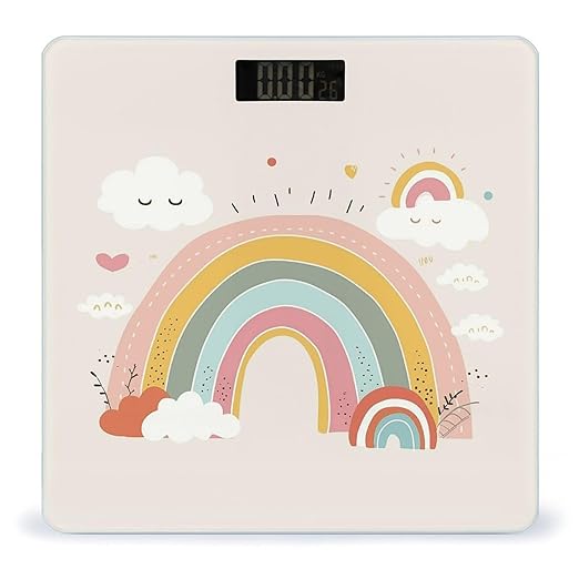 Digital Bathroom Scale for Body Weight Scale with Bright LCD Display High Accuracy Step-On Technology Auto On/Off Rainbow and Cloud Digital Scales 400 Lbs /180kg
