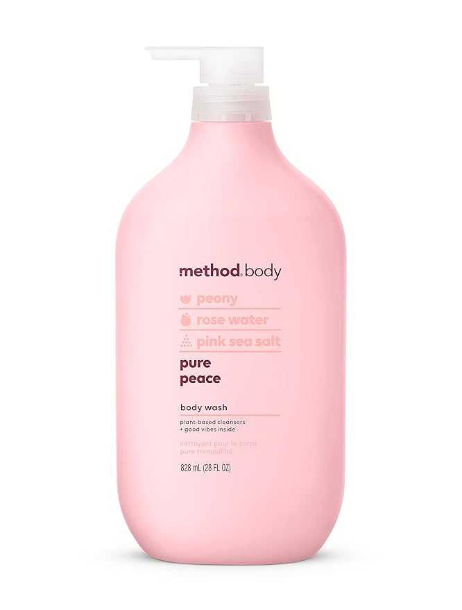 Method Body Wash (28 oz) and Shampoo (14 oz) Pure Peace Paraben-Free Peony Rose Water Pink Sea Salt