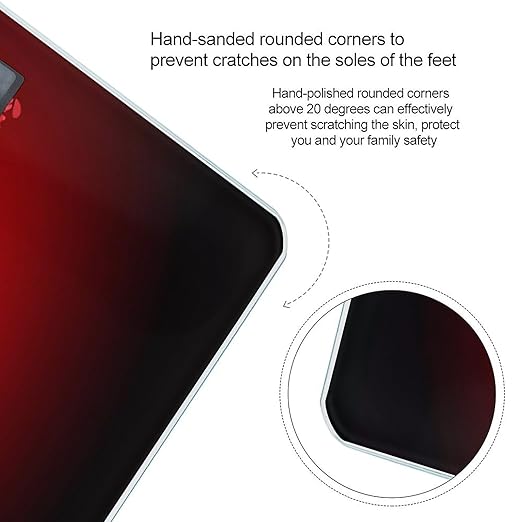 Red Cherry Blossom Scale for Body Weight Anti-Slip Tempered Glass Digital Bathroom Scales Clear LCD Display Weighing Scale Safe Rounded Corners Smart Scales