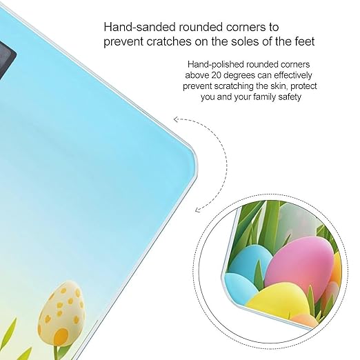 April Easter Bathroom Scale Automatic Power On/Off Body Scales LCD Backlight Display Square Digital Scale Rounded Corners Bathroom Scales for Home Bedrooms