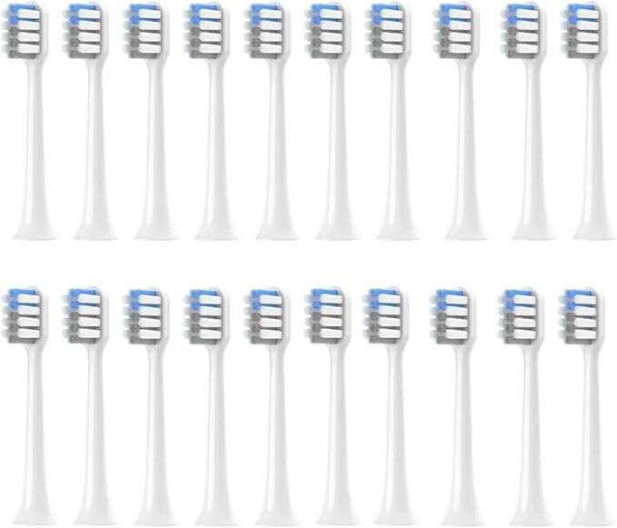 3-30Pcs Replacement Toothbrush HeadsCompatible for Xiaomi T200 Sonic Electric Vacuum Soft Bristle Heads(White gray-20pcs)