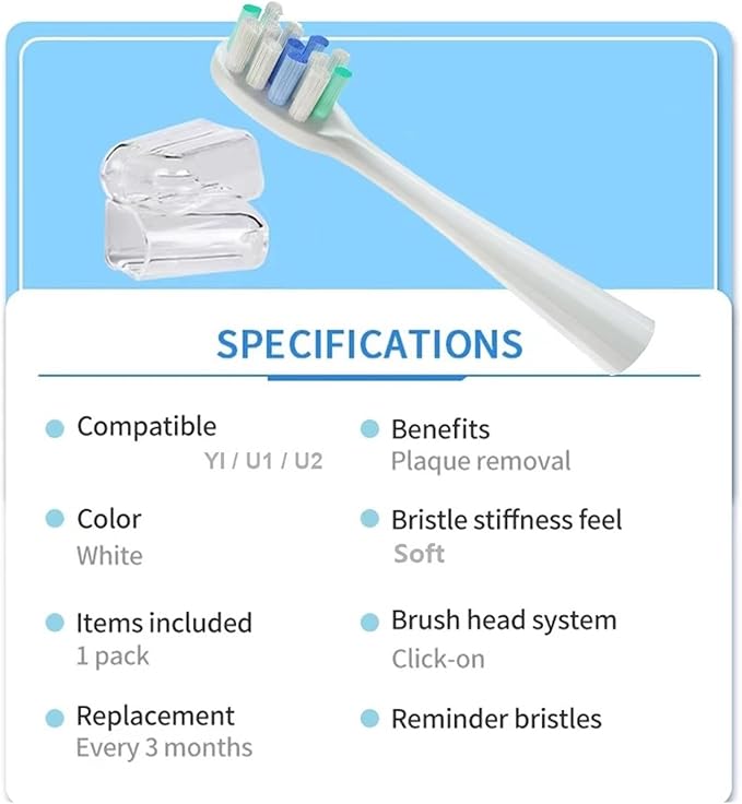 16pcs Replacement Toothbrush HeadsCompatible for Y1/Y1S/Y1pro/Y3/Y4/Y5/P1/P3/P4/P5/P10/U1/U2/U3/U4 Series Bristle Nozzles