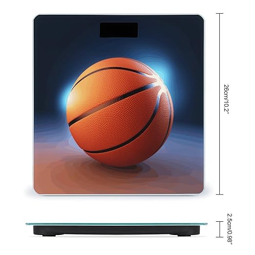 Digital Bathroom Scale for Body Weight Scale with Bright LCD Display High Accuracy Step-On Technology Auto On/Off Basketball Ball Digital Scales 400 Lbs /180kg