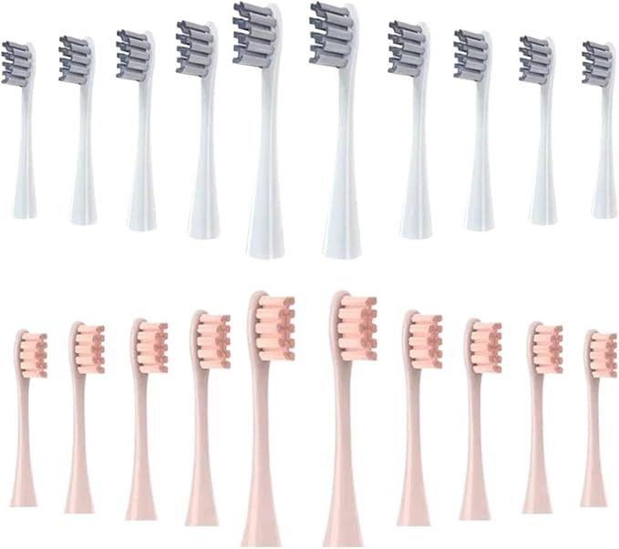 Brush Head Replacement Compatible for Oclean Electric Toothbrush Soft Bristle X/X PRO/ Z1 Brushes Replaceable(10 Grey 10 Pink)