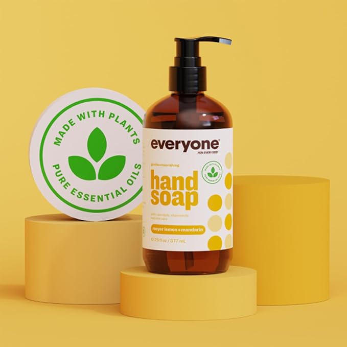 Everyone 3-in-1 Kids Soap Body Wash Bubble Bath Shampoo 32 Ounce (Pack of 2) &amp Liquid Hand Soap 12.75 Ounce (Pack of 3) Meyer Lemon and Mandarin Plant-Based Cleanser with Pure Essential Oil