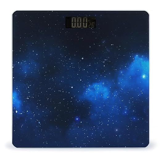 Blue-Starry Sky Digital Bathroom Scale for Body Weight Lighted LCD Display Round Corner