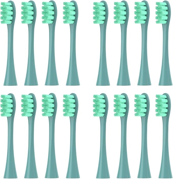16pcs Replacement Brush HeadsCompatible for X/Pro/ Z1/ SE F1 /One/ PW01/03/05/07/09 P5 Toothbrush(16 Green)