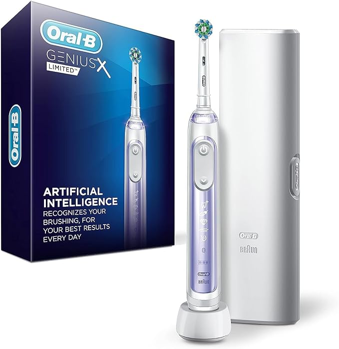Oral-B Genius X Limited Electric Toothbrush with Artificial Intelligence Rechargeable Toothbrush (1) Replacement Brush Head Travel Case Orchid Purple