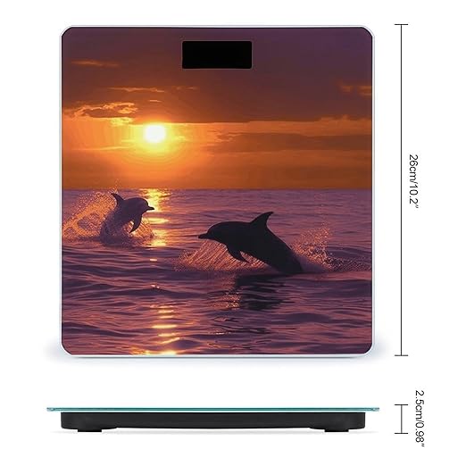 Sunset Dolphins Weight Scale for Body Weight Digital Bathroom Scale High Capacity Accurate Digital Weighing Scales and Easy-to-Read on Backlit LCD Display Scales