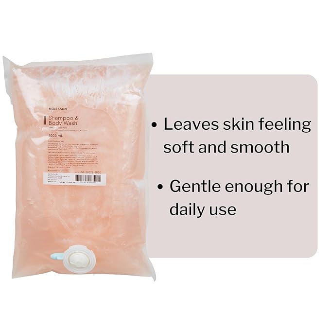 McKesson Body Wash and Shampoo Refill Bag Apricot Scent 2000 mL 4 Count