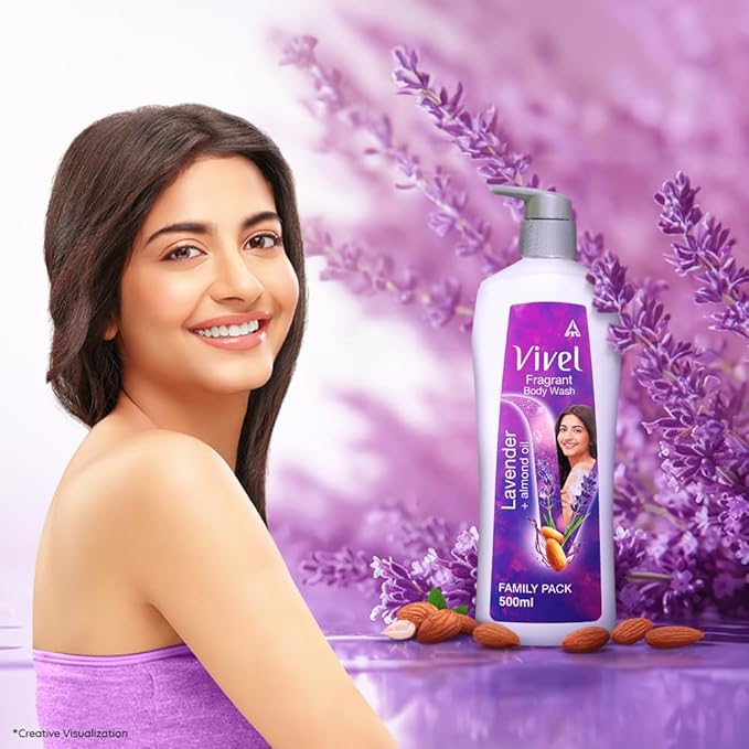 Vivel Lavender Almond Oil Body Wash Family Pack (500ml)
