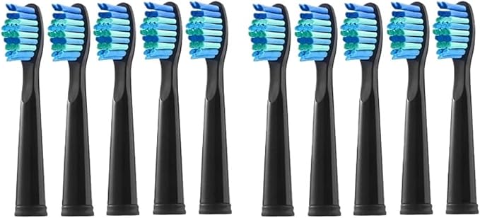 Replacement Electric Toothbrush Head Compatible for Fairywill Refills FW-D1/FW-D3/FW-D7(10 PCS BK)