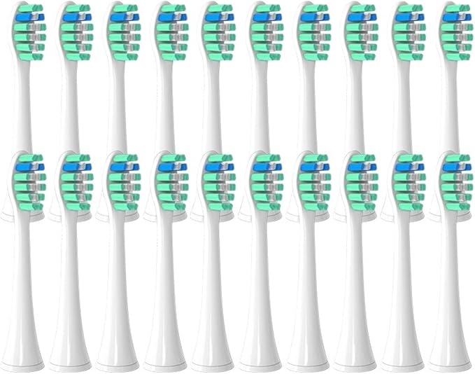 Brush Heads Compatible with Tips Soft Nozzles Vacuum Sealed Packaged Hx3/6/8/9 Series General(20pcs Green)