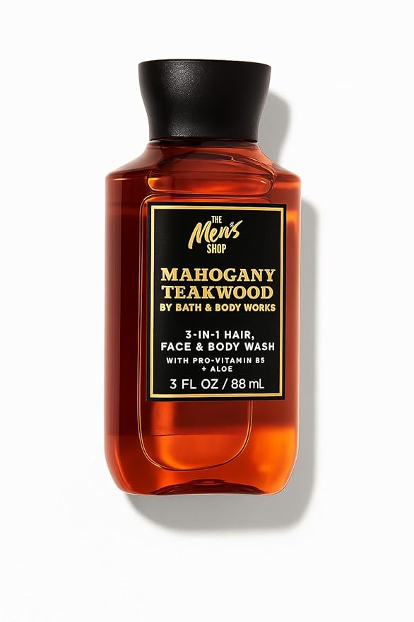 Bath &amp Body Works Mahogany Teakwood Travel Size 3-in-1 Hair Face &amp Body Wash – 3 Pack – Mahogany Oak &amp Lavender Scent – 3 fl oz Each