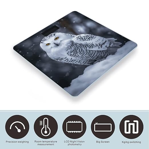 Arctic Owl Bathroom Scale Large LCD Backlight Display Digital Scale Rounded Corners Body Scales Automatic Power On/Off Bathroom Scales for Home Bedrooms