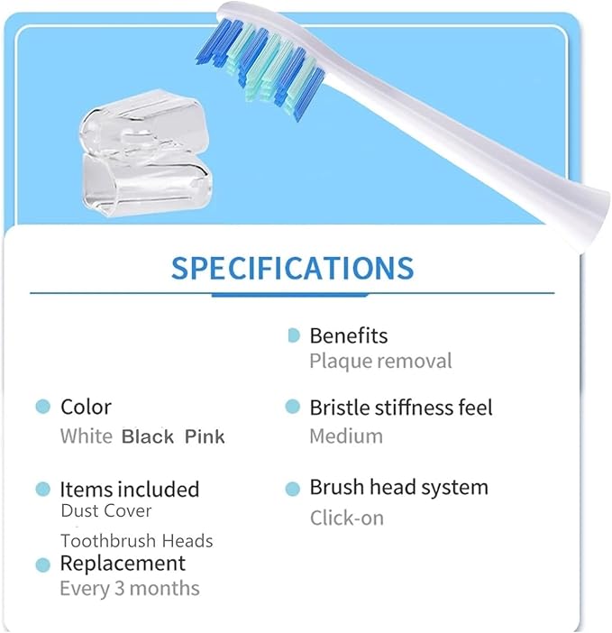 4 Pcs Replacement Brush HeadsCompatible for Electric Toothbrush Head Teeth Cleaner and Plaque Removal with Dust Cover(White)