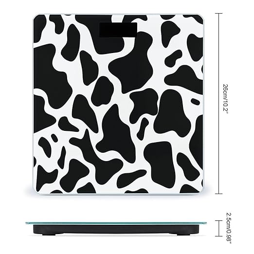Digital Bathroom Scale for Body Weight Scale with Bright LCD Display High Accuracy Step-On Technology Auto On/Off Cow Spot Digital Scales 400 Lbs /180kg