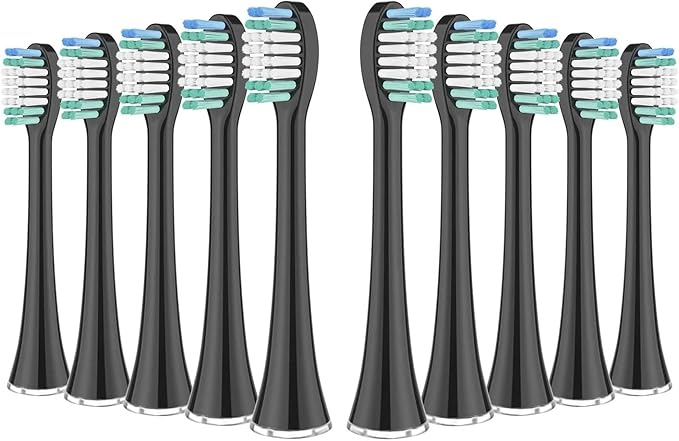 Replacement Brush HeadsCompatible for Aquasonic Black Series Pro Vibe Duo Electric Toothbrush Refill Nylon Bristles(10pcs Black)