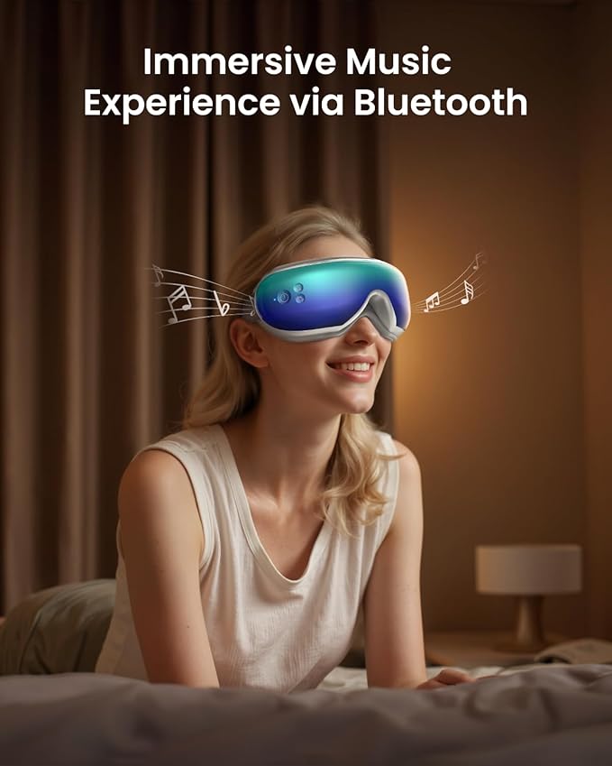 RENPHO Eyeris 1 Eye Massager with Remote Birthday Valentines Day Gifts for Women Men Sleep Mask with Heat Compression Headache Massager for Strain Migraine Relief Stye Eye