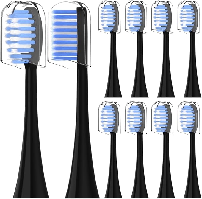 10pcs Replacement Toothbrush HeadsCompatible for Black Series Electric(Black)