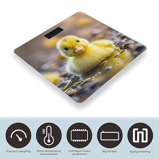 Cute Ducks Bathroom Scale for Body Weight with High Precision Large LCD Backlight Display Digital Weighing Scale with BMI Capacity Up to 180kg