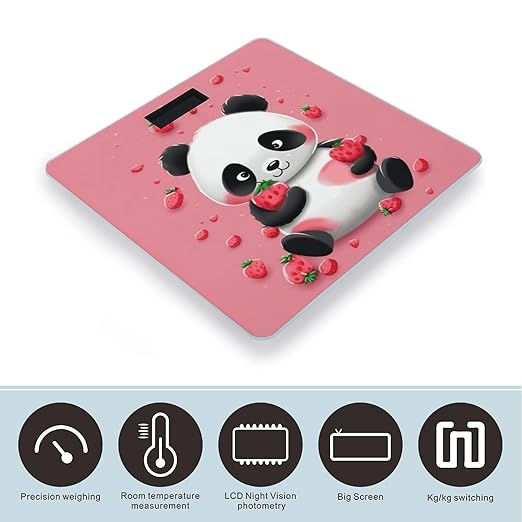 Cartoon Strawberry Panda Bathroom ScaleHighly Accurate Digital Weighing Machine for People Bright LED Display Weight Scale for The Aldult Home Use