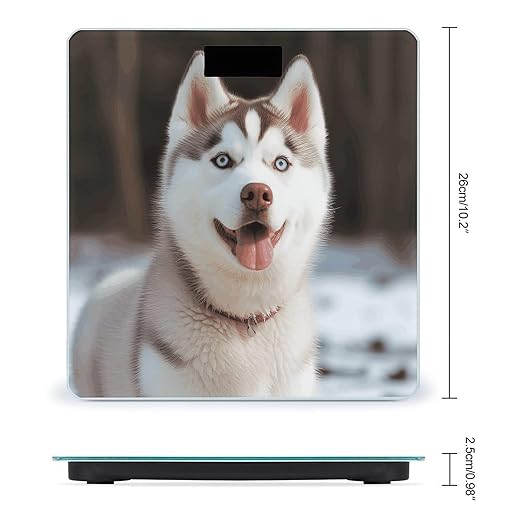 Husky Piquant Dog Scale for Body Weight High Precision Digital Weight Scales with LCD Display Anti-Slip Sturdy Slim Tempered Glass Bathroom Scale for Home Use