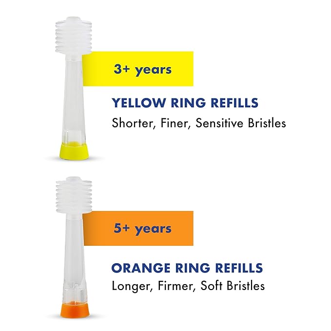 Brilliant Oral Care Kids Sonic Toothbrush Soft Replacement Heads for Children Ages 5+ Orange 2 Pack
