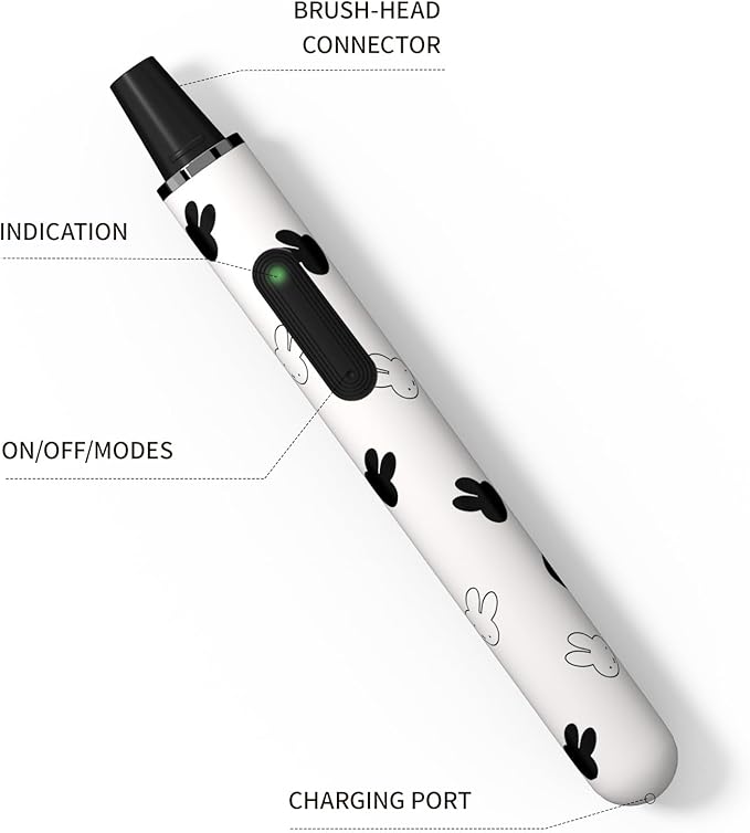 Miffy i4 Upgrade Slim Sonic Electric Toothbrush Thin Rechargeable Ultrasonic Smart Tooth Brush Free Petite Travel Case &amp Ceramic Holder Dock for Travel &amp Home IPX7 Waterproof (Black)