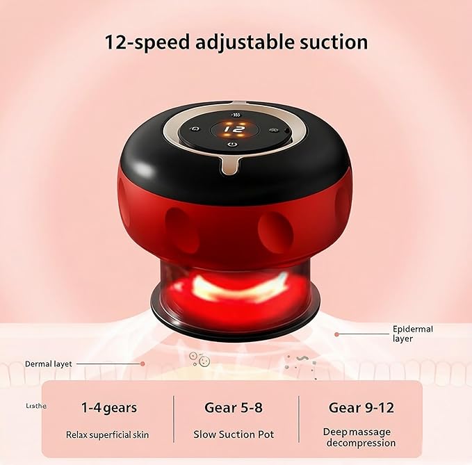 5-in-1 Smart Cupping Therapy Massager Red Light Therapy for Targeted Pain Relief Knots Aches Muscle Soreness Circulation &amp Tighter Skin Portable Cupping Kit