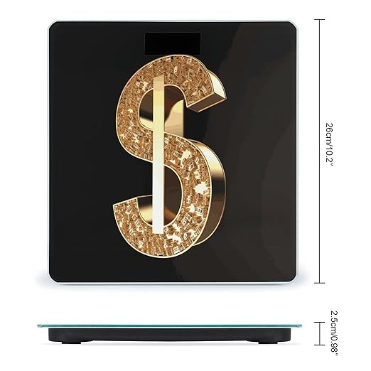 Gold Dollar Sign Bathroom ScaleHighly Accurate Digital Weighing Machine for People Bright LED Display Weight Scale for The Aldult Home Use