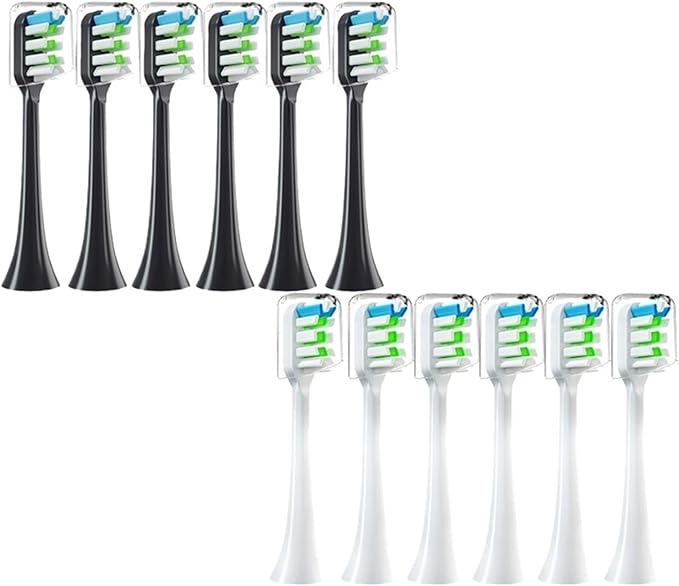 12PCS Replacement Brush HeadsCompatibility for SOOCAS X3/X3U/X5 Electric Toothbrush Vacuum Cleaning Bristle Nozzles(6Black6White)