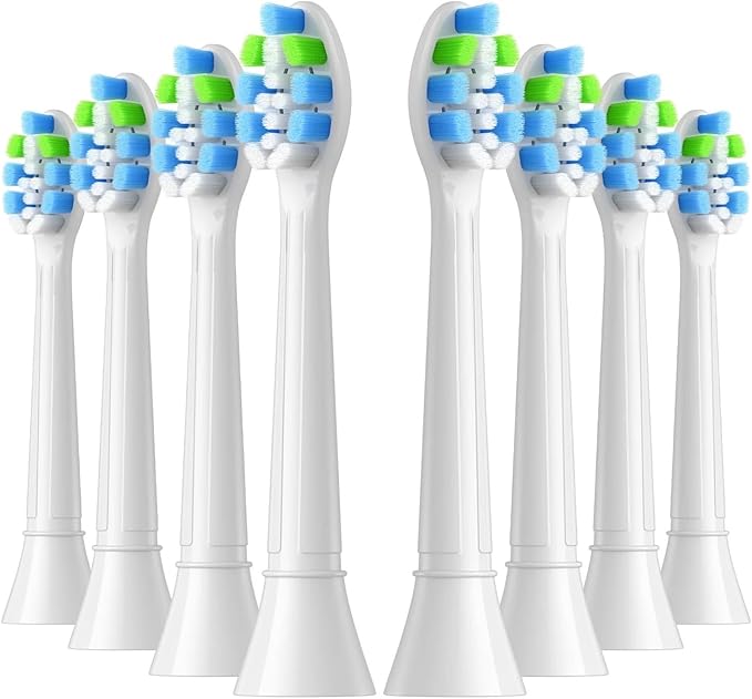 8pcs Replacement Toothbrush Heads Compatible with Phips Electric Brush Head 4100 6500 6100(8pcs Blue-White)
