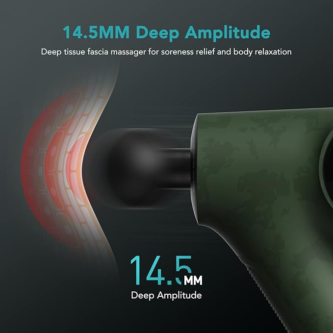 Opove Massage Gun Fascia Percussive Muscle Massager 14.5mm for Back Pain Relief Workout Recovery in Gym Home Office Daily Massage Ergonomic for Effortless to Use Apex Green