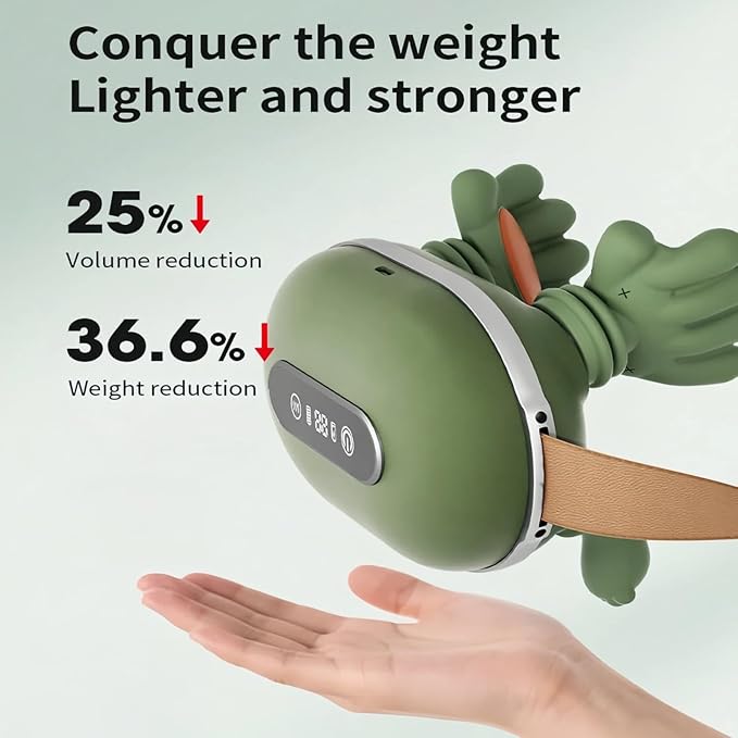 SALAN Heat Therapy Neck and Shoulder Massager Deep Muscle Tissue Massage Bionic Fingers Real Pressure-Sensitive FeedbackPortable Wireless Relax Anytime and Anywhere (Green)