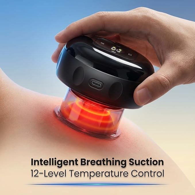 2 Pack Electric Cupping Massager Therapy Set (5-in-1with Red Light Therapy) Smart 24-Level Adjustable Suction &amp Temperature Cupping Device Kit Ideal for Relieving Back &amp Muscle Neck Discomfort