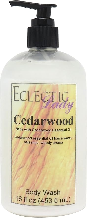 Eclectic Lady Liquid Pearl Body Wash - Cedarwood Essential Oil Scent 3-in-1 Use For Bubble Bath Hand Soap &amp Body Wash Phthalate-Free Cedarwood Essential Oil Fragrance Handcrafted in USA (16 oz)