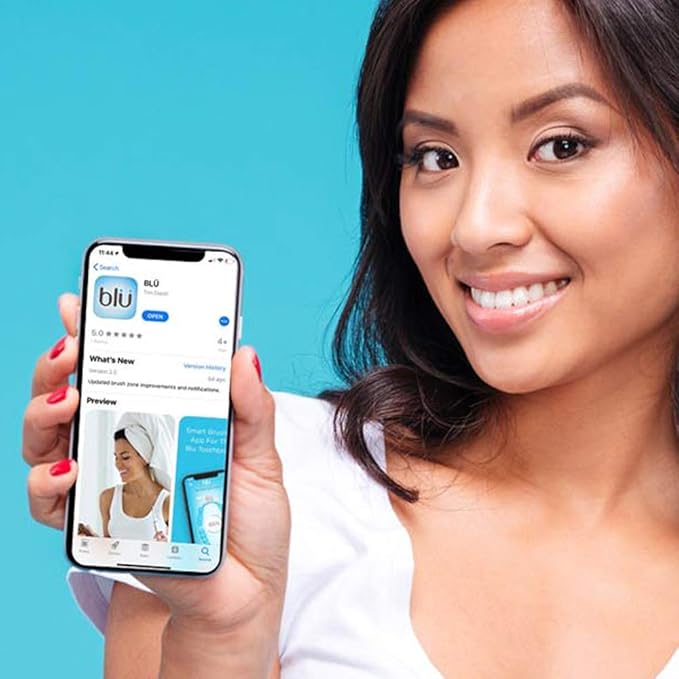 Blu Smart Electric Toothbrush Sonic Power Toothbrush with Interactive Live Tracking App for Adults (Black)